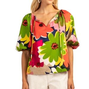 NWOT Trina Turk Vista Las Palmas Floral Top. Size S